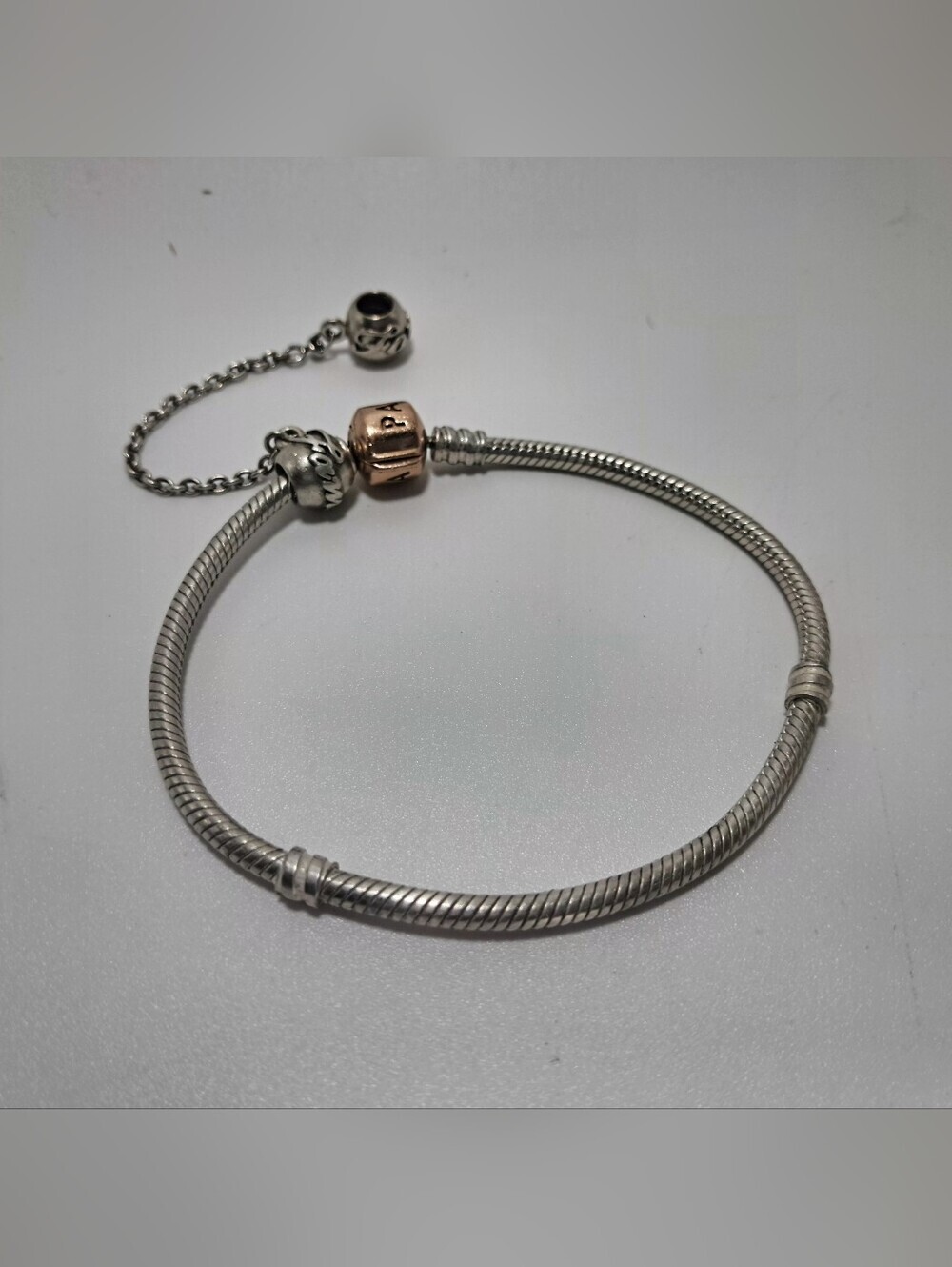 Pandora Silver Snake Chain Bracelet With Safety Chain